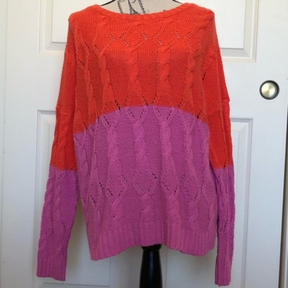 Urban Outfitters Sweaters - Urban Outfitters Pink & Orange Colorblock Sweater